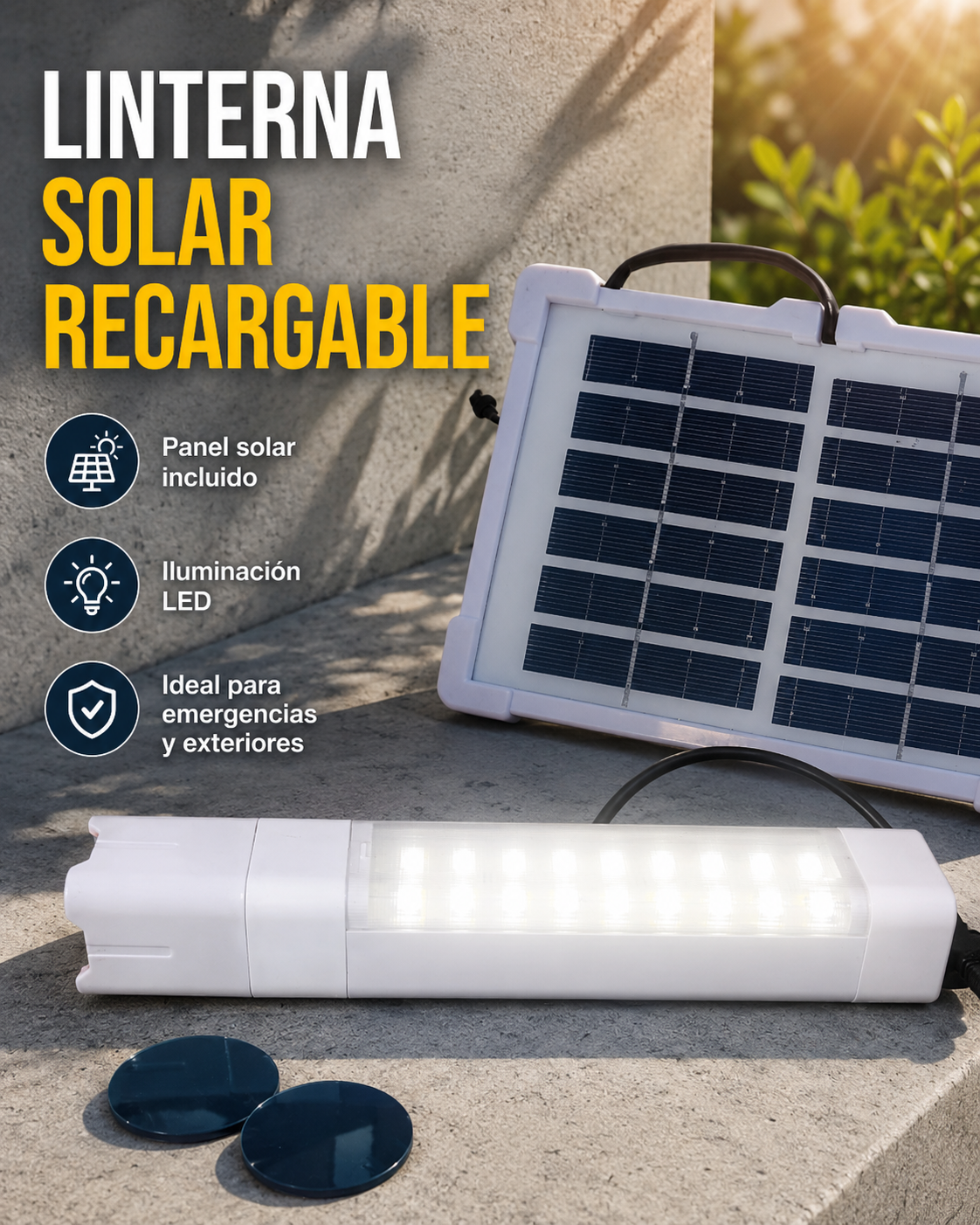 Linterna y luz solar de camping