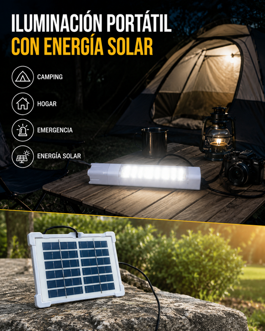 Linterna y luz solar de camping