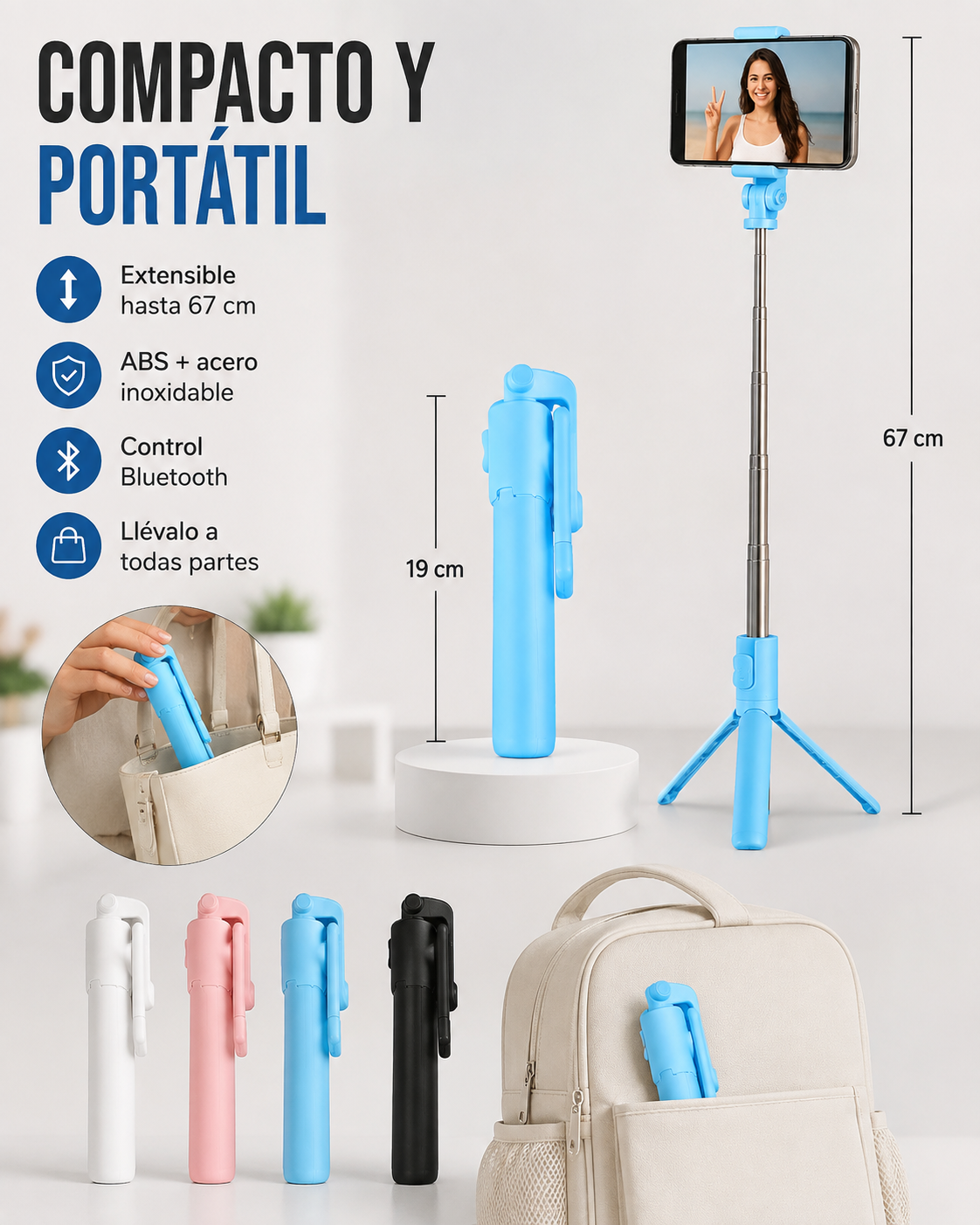 Tripode pequeño con control bluetooth