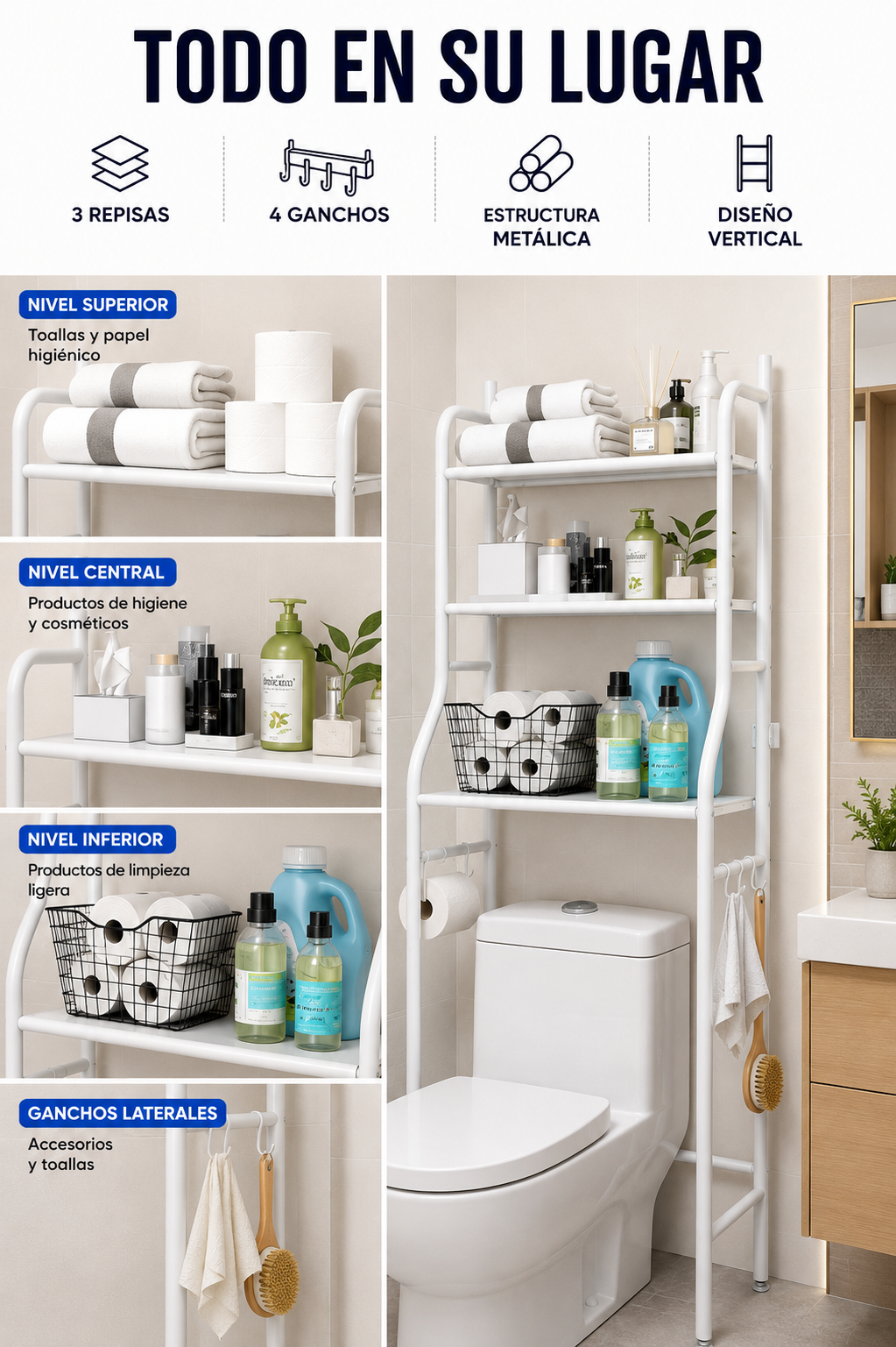 Organizador de baño sanitario