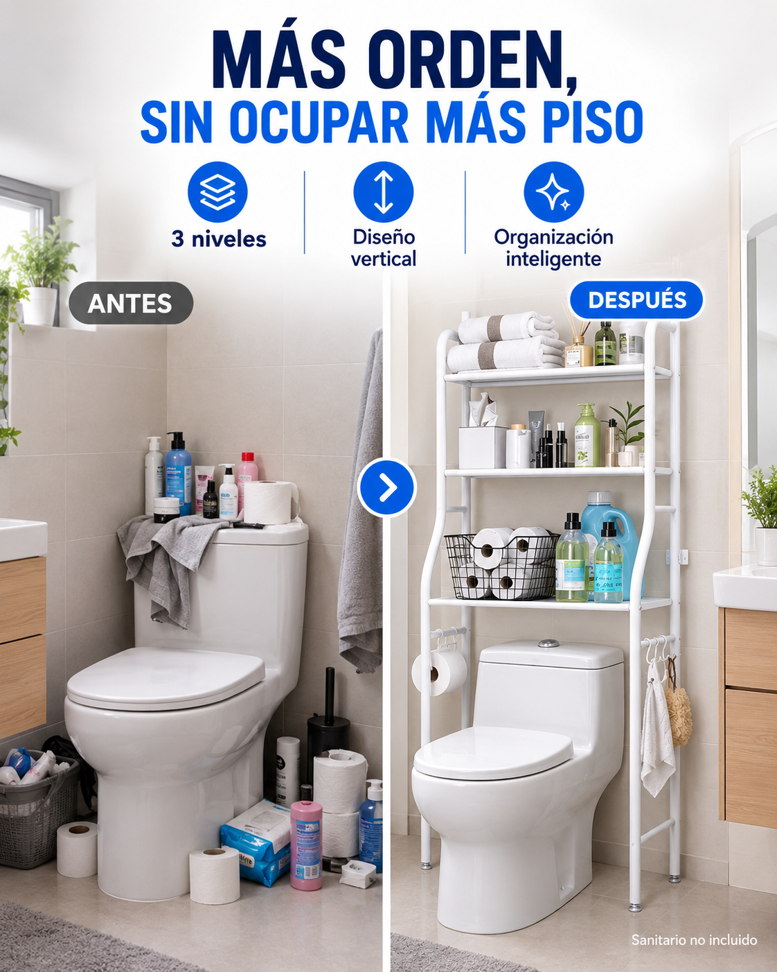 Organizador de baño sanitario
