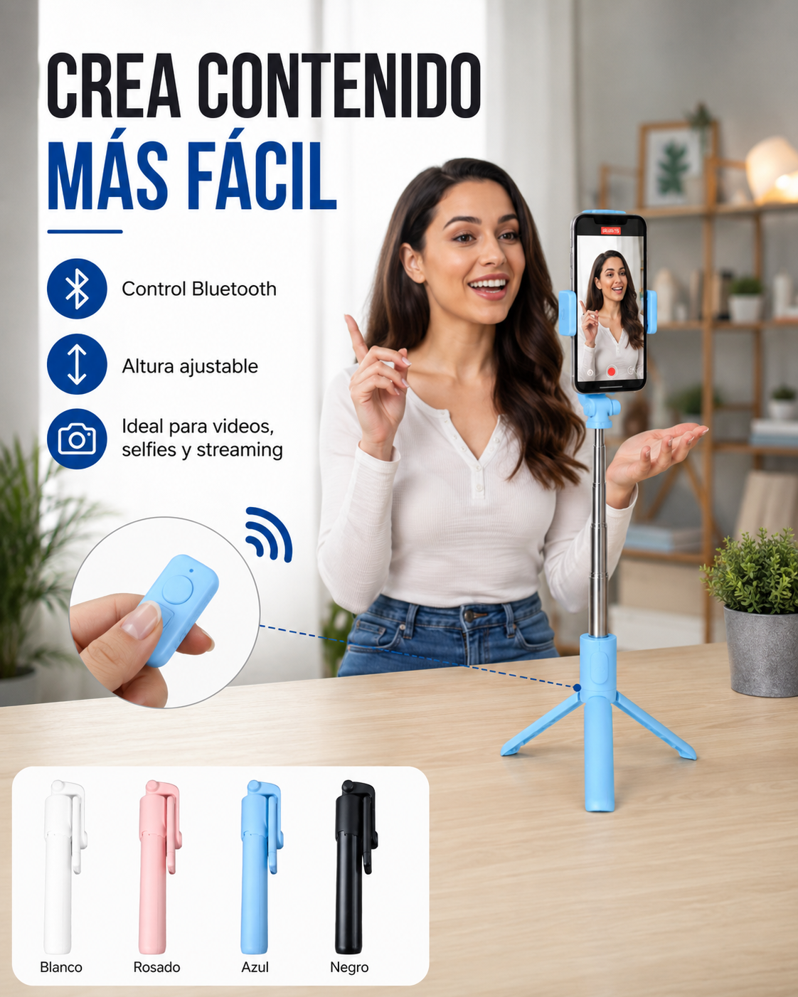 Tripode pequeño con control bluetooth